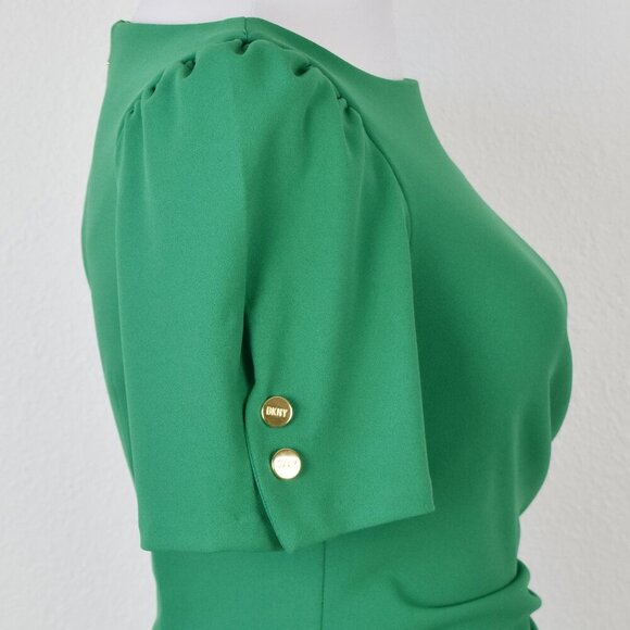 DKNY Ruched Short Puff Sleeve Sheath Dress - 8P - Picture 3 of 9